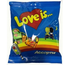 Love is жевательная резинка ассорти вкусов  пакет 210г (50шт) 